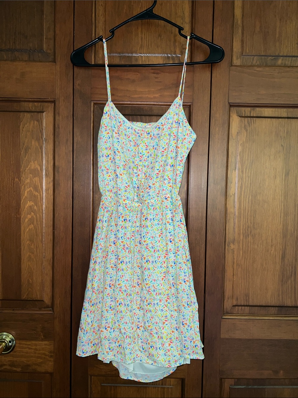 Francesca’s Collections Triangle Print Spaghetti Strap Sundress in Multicolor M